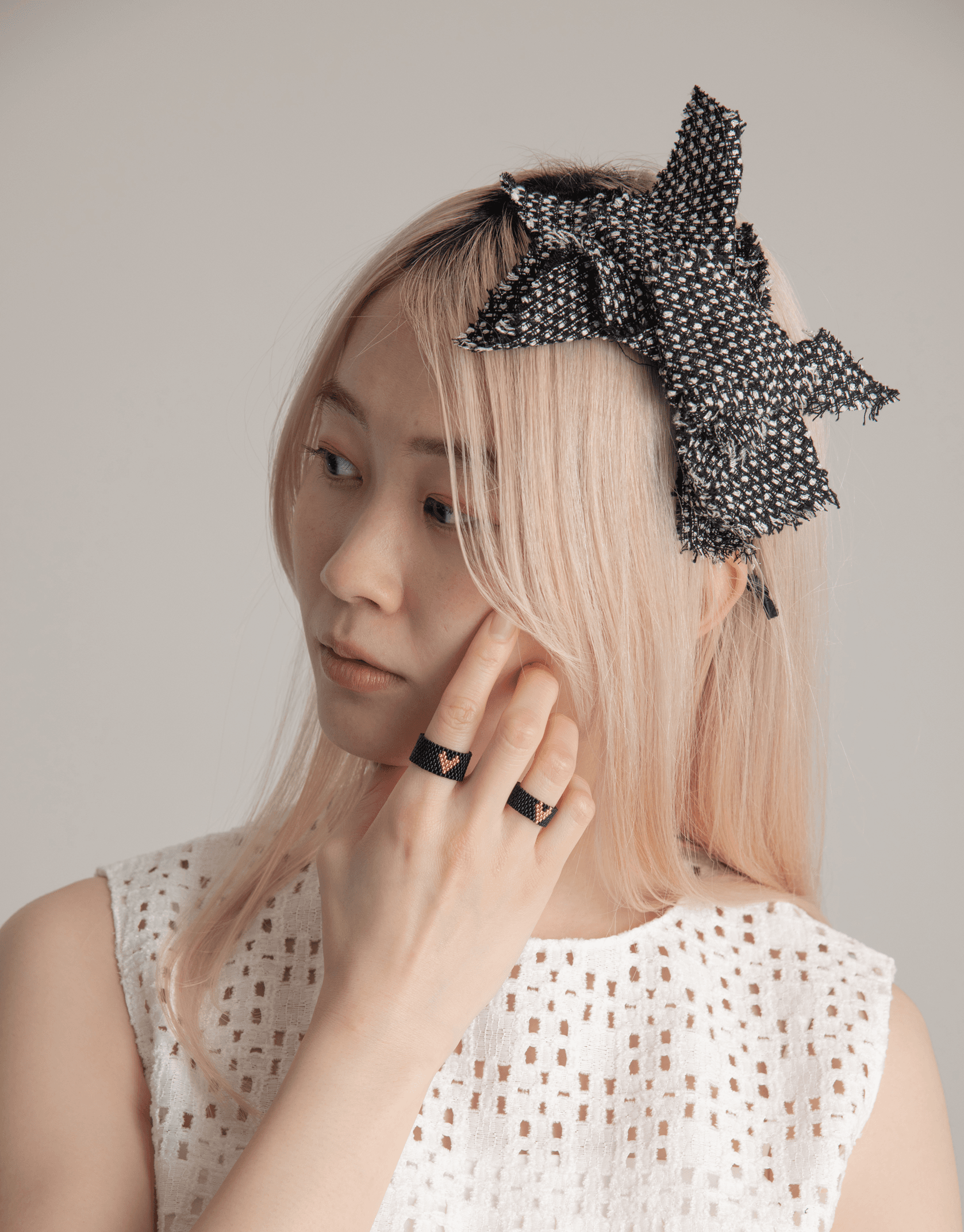 【１点もの】ツイードカチューシャ（出会い009-KTS）出会いシリーズ